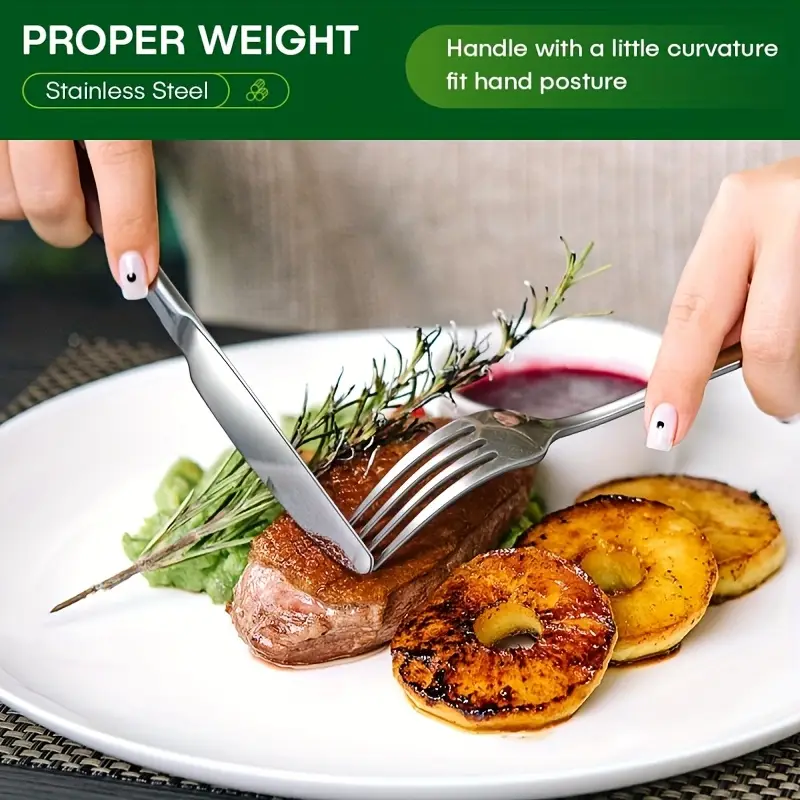 21pcs stainless steel polished portable cutlery set durable outdoor with knife forks plates soup spoons bottle opener coffee spoon tongs storage bag dishwasher safe reusable for travel camping parties more Product details 2