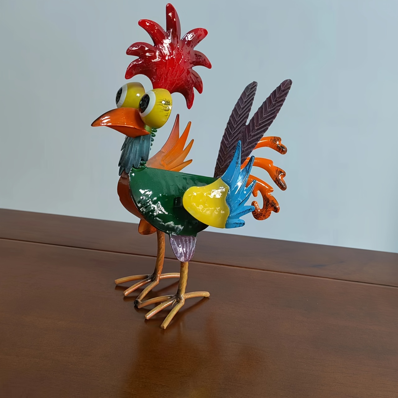 

1pc, Colorful 3d Rooster Decor, American Style Metal Art Craft, Indoor Tabletop Garden Ornament, Creative Iron Animal Figurine For Home And Yard Decor