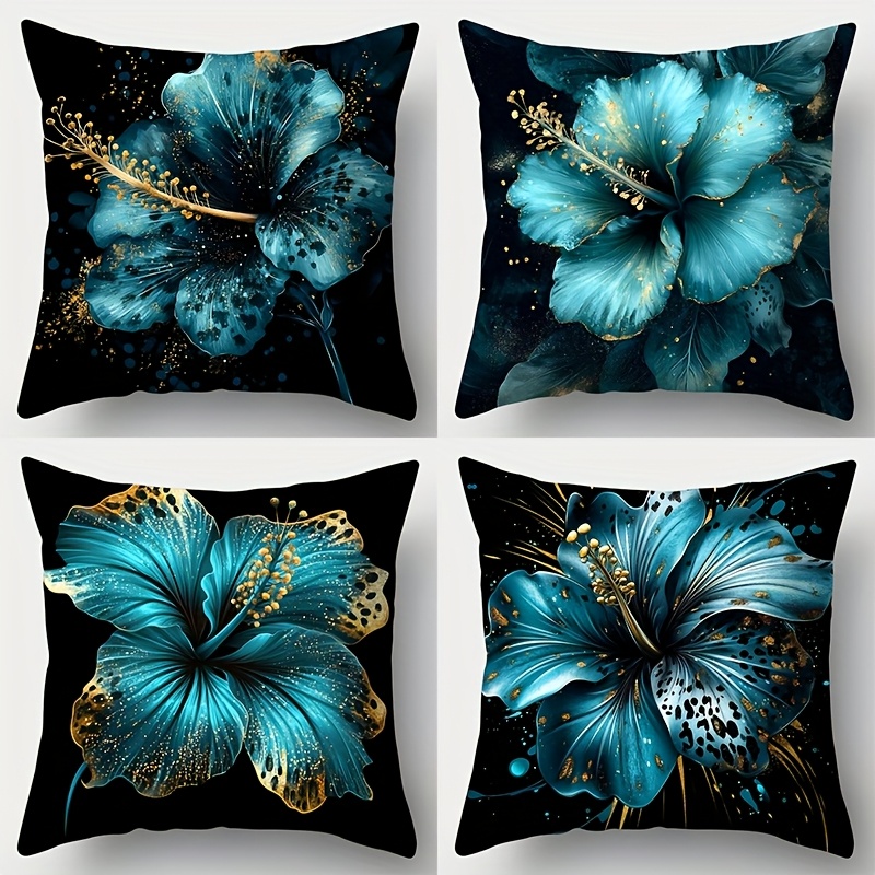TEMU 4pcs Set, Single-sided Print Design, No Pillow Insert, 4pcs Set, Sofa Pillowcase, Floral Dot Pattern, Single-sided Print, Home Decor, Cushion