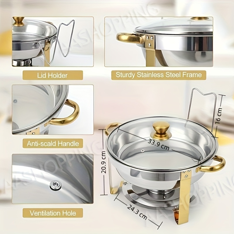 TEMU Stainless Steel Hot Pot Insulation Furnace Food Heating And Insulation Container Household Dry Pot Furnace Commercial Food Heater Restaurant