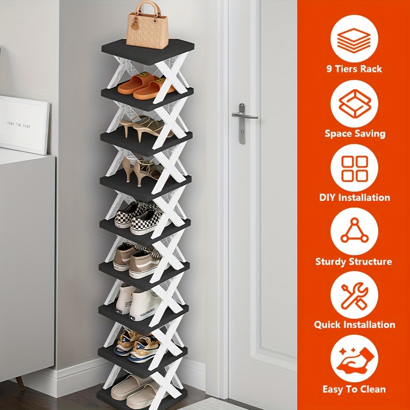 9-Tier Shoe Rack, Holds Pairs of Shoes, Space-Saving Vertical Shoe  Organizer for Entryway, Closet, Hallway, Bathroom, Dorm Essentials, Shoe  Rack, Sh
