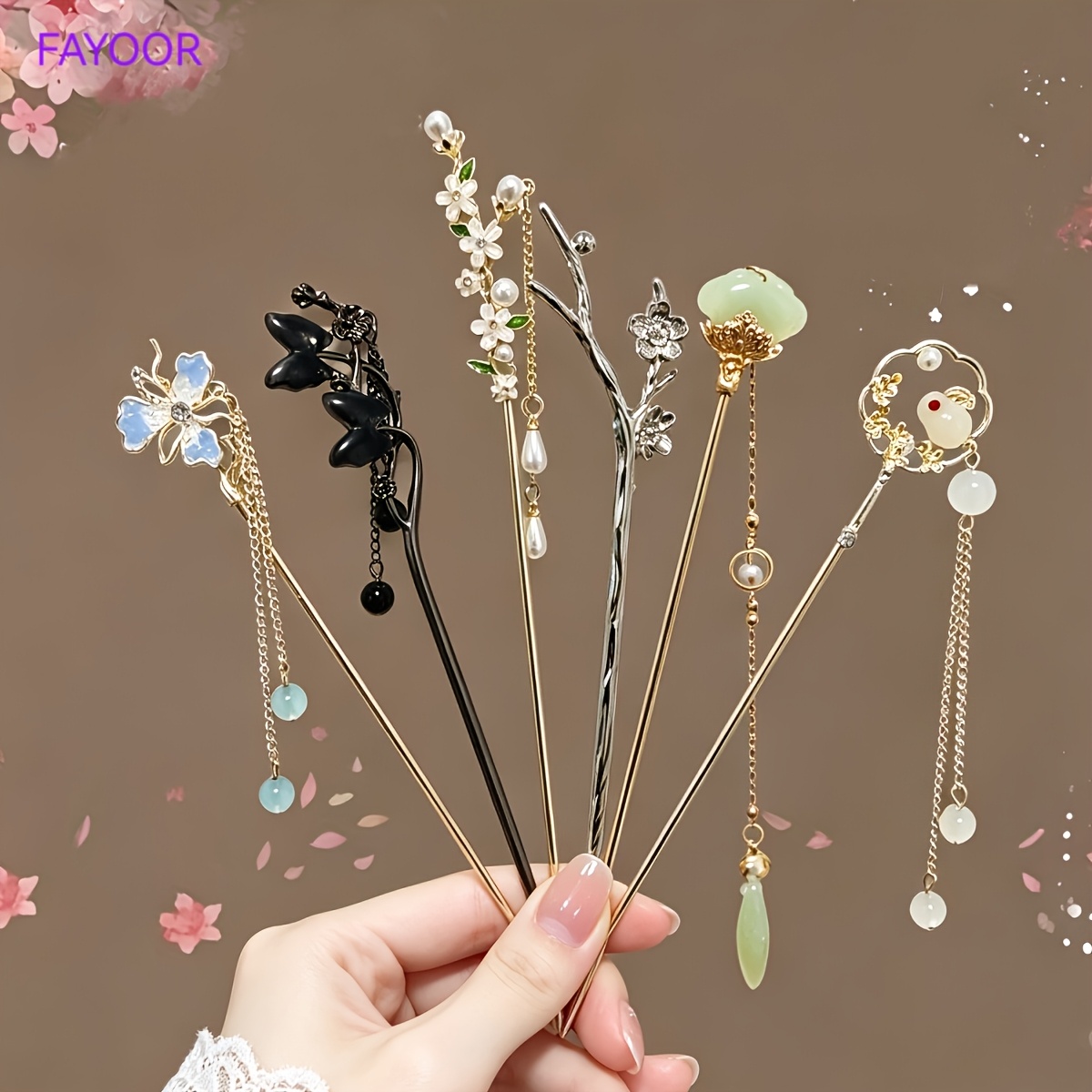 TEMU 6pcs Épingles à cheveux vintage, peignes à cheveux à franges au design multi-, adaptés aux occasions quotidiennes, , de , ajouts de cheveux