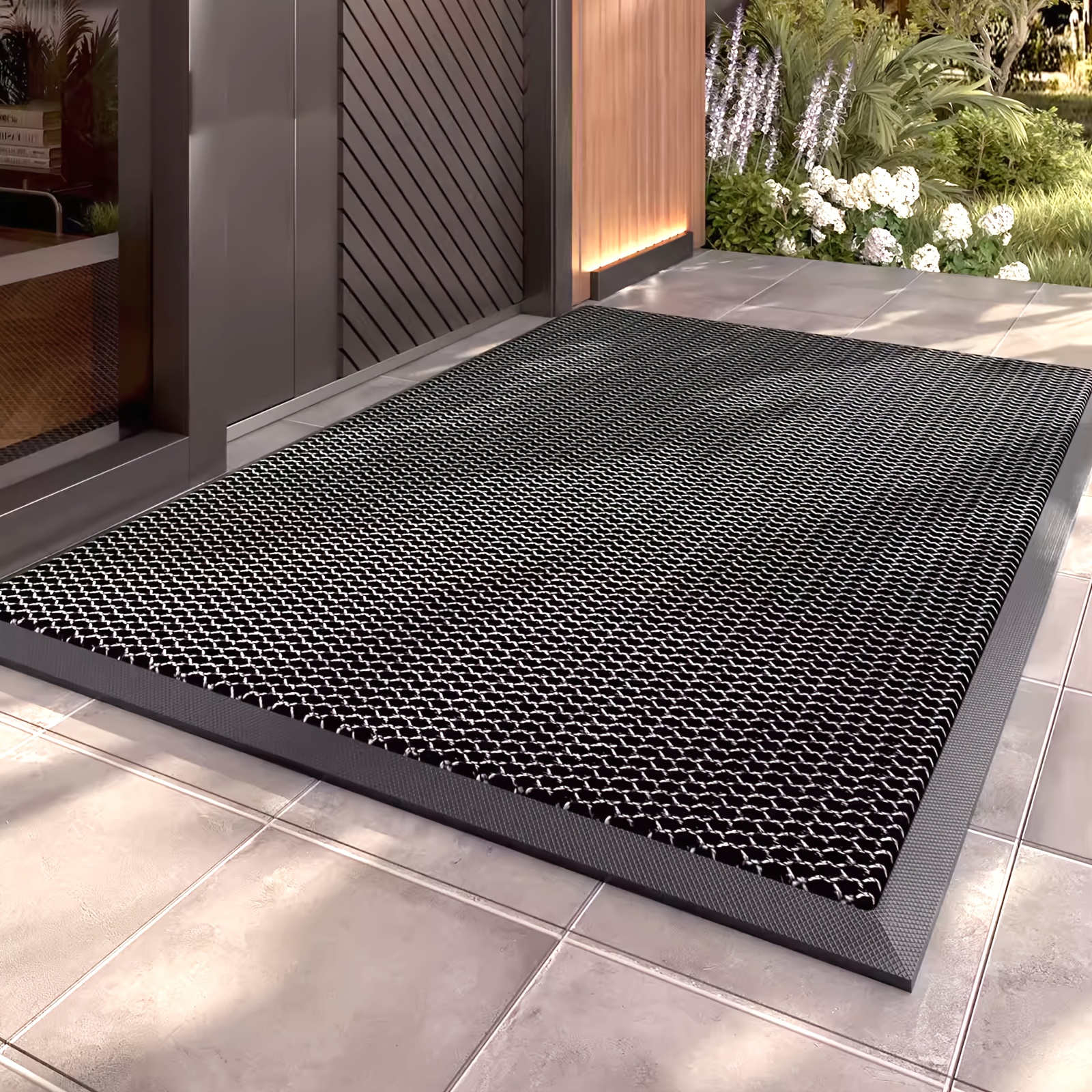 item picture Meshmat Entrance Doormat, 60.2*39.62cm, 75.18*42.42cm, 90.17*60.2cm, Outdoor Doormat For Outside Entry Home Entrance Back Porch Patio Heavy Duty Outdoors Floor Welcome Matts Exterior - Dark Grey, Black