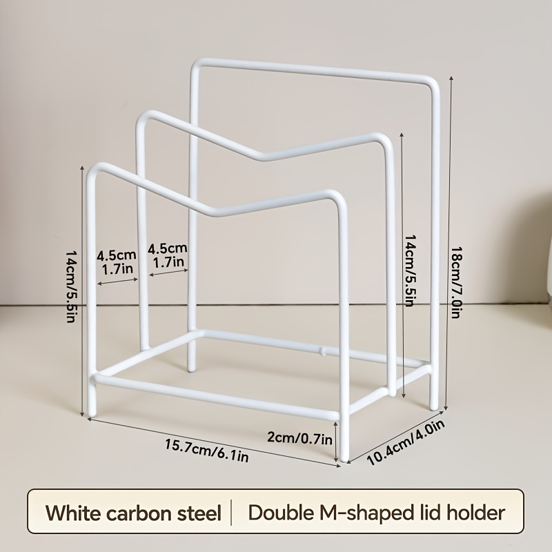 TEMU Stainless Steel Pot Lid Organizer & Cutting Board Holder - Double-layer U-shaped Kitchen Storage Rack With Silicone Anti-scratch Pad, Space-