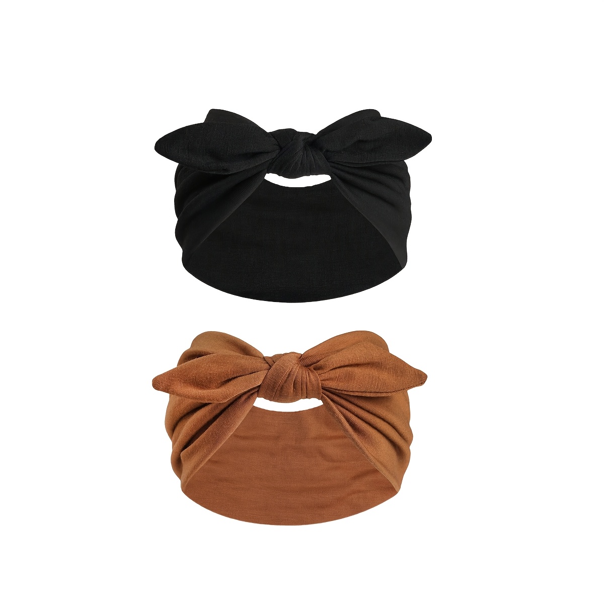 TEMU 2pcs Women's Bunny Ear Headbands, Non-slip, Premium Elastic Hair Accessories, Suitable For Yoga, Fashion, Workouts, Travel, Or Running, Solid