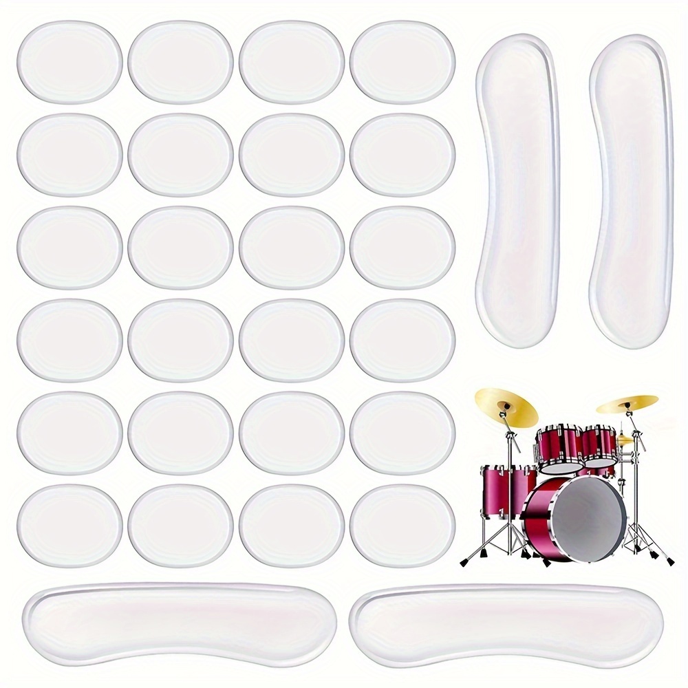 

28pcs Transparent Drum Dampeners Get Crisp Clear Drum Tones Gel Pads Silicone Drum Silencers Drum Dampening Pads Drum Mute Pads For Drums Cymbals Tone Control
