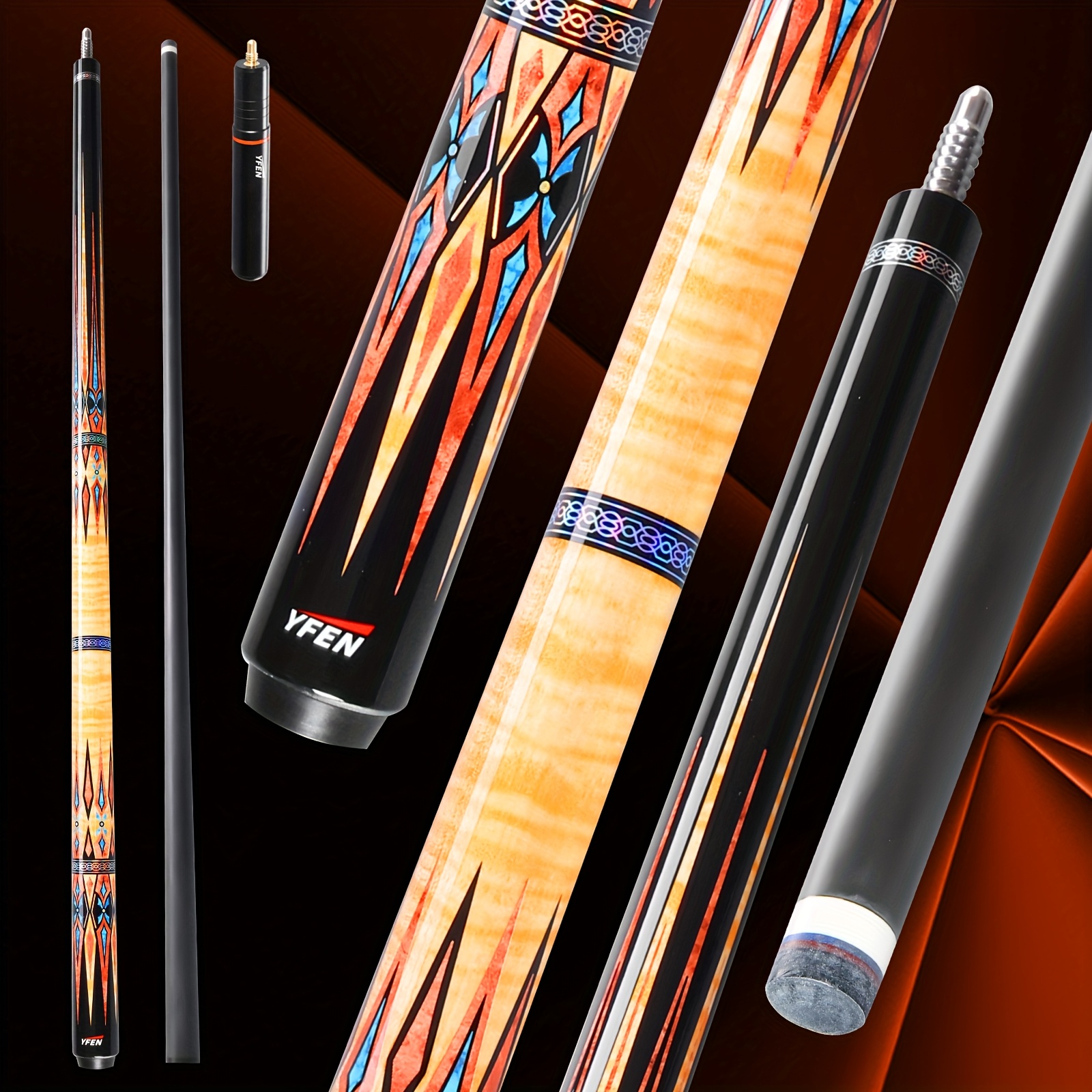 Carbon fiber pool cue stick full view