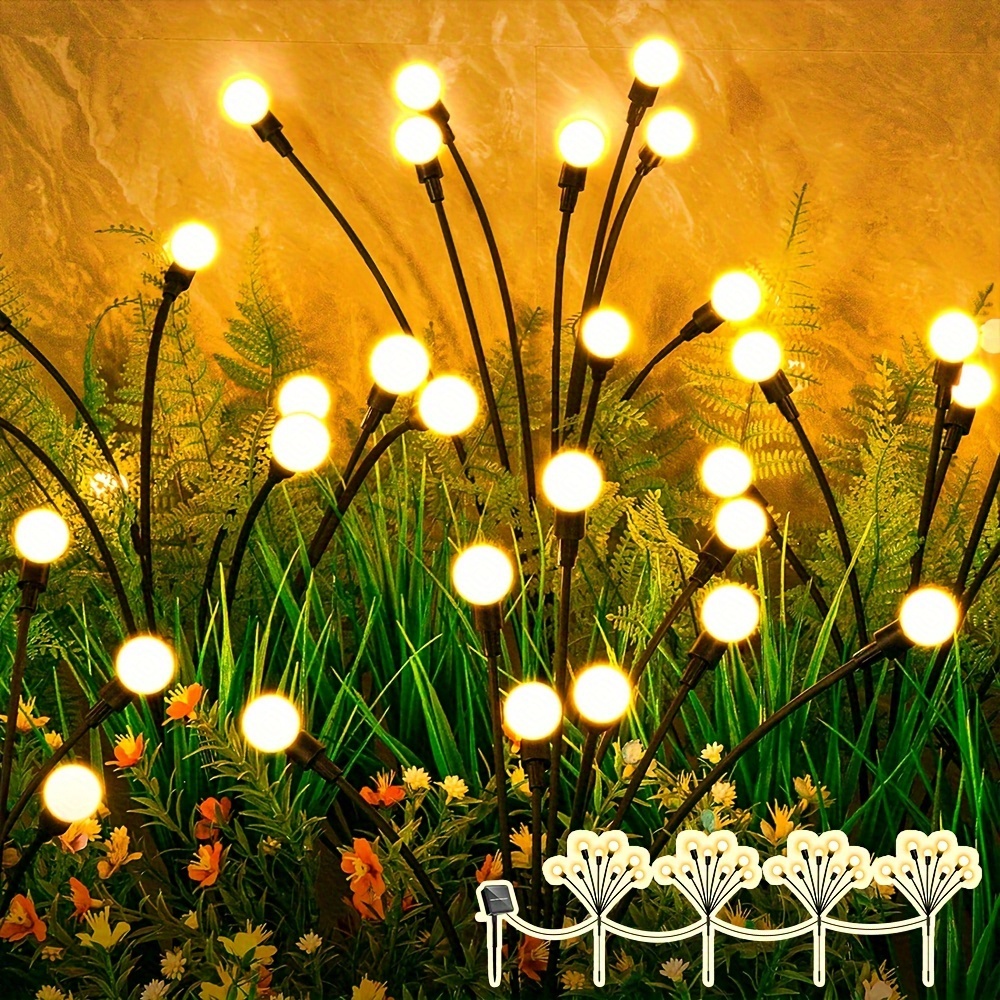 

A Total Of 32 Led Solar Lights Are Installed In 4 Pieces, And The Rocking Solar Firefly Lights Are Suitable For The Channel Christmas Landscape Decorative Lights(warm Color) Ip65 Waterproof