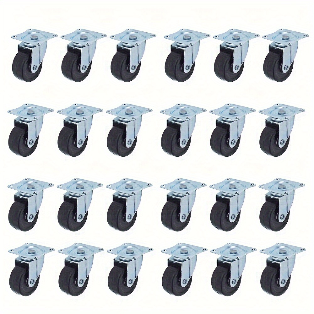 

Heavy Duty Swivel Caster Wheels 24 Pack 2 Inch Rubber Base With Top Plate & Bearing