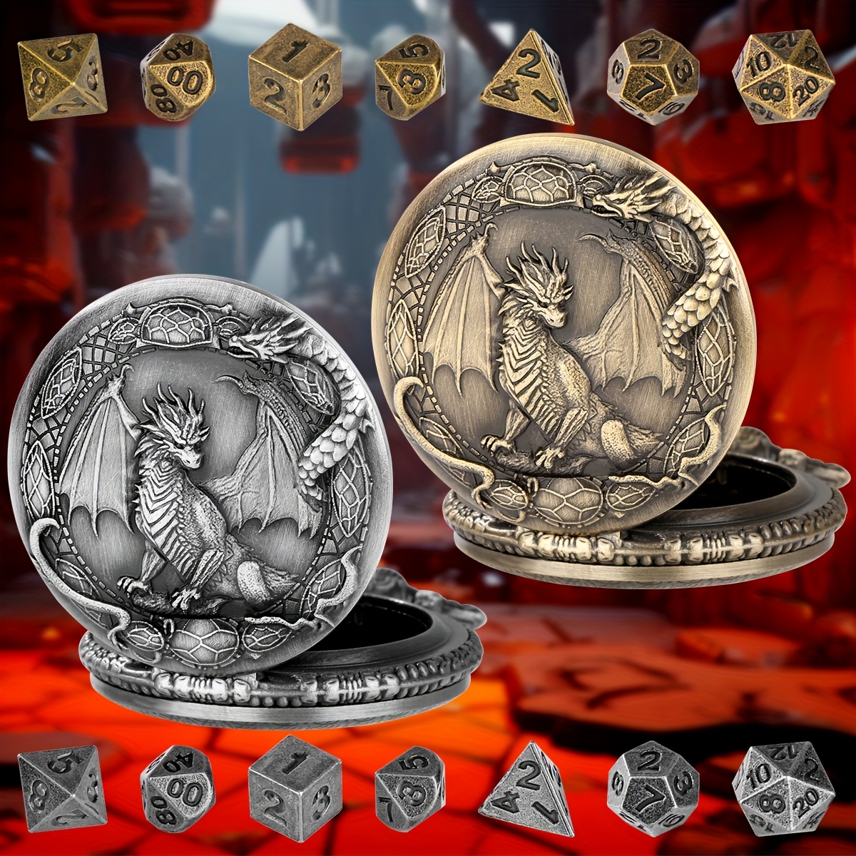 7pcs Role-Playing Game Dice Set with Dragon Pattern Storage Box