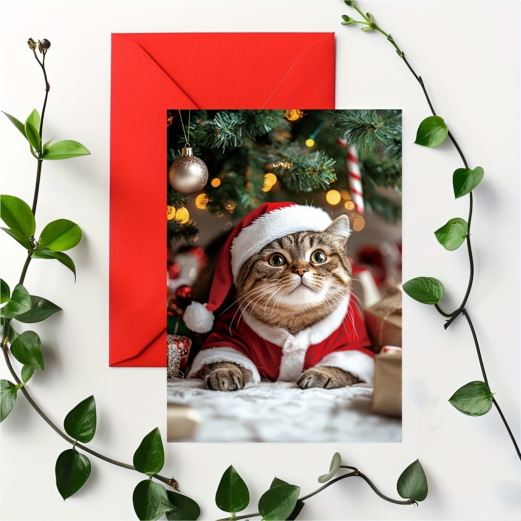 

1pc Cat Christmas Greeting , 2025 New , , Personalized - , Christmas By Socialchain