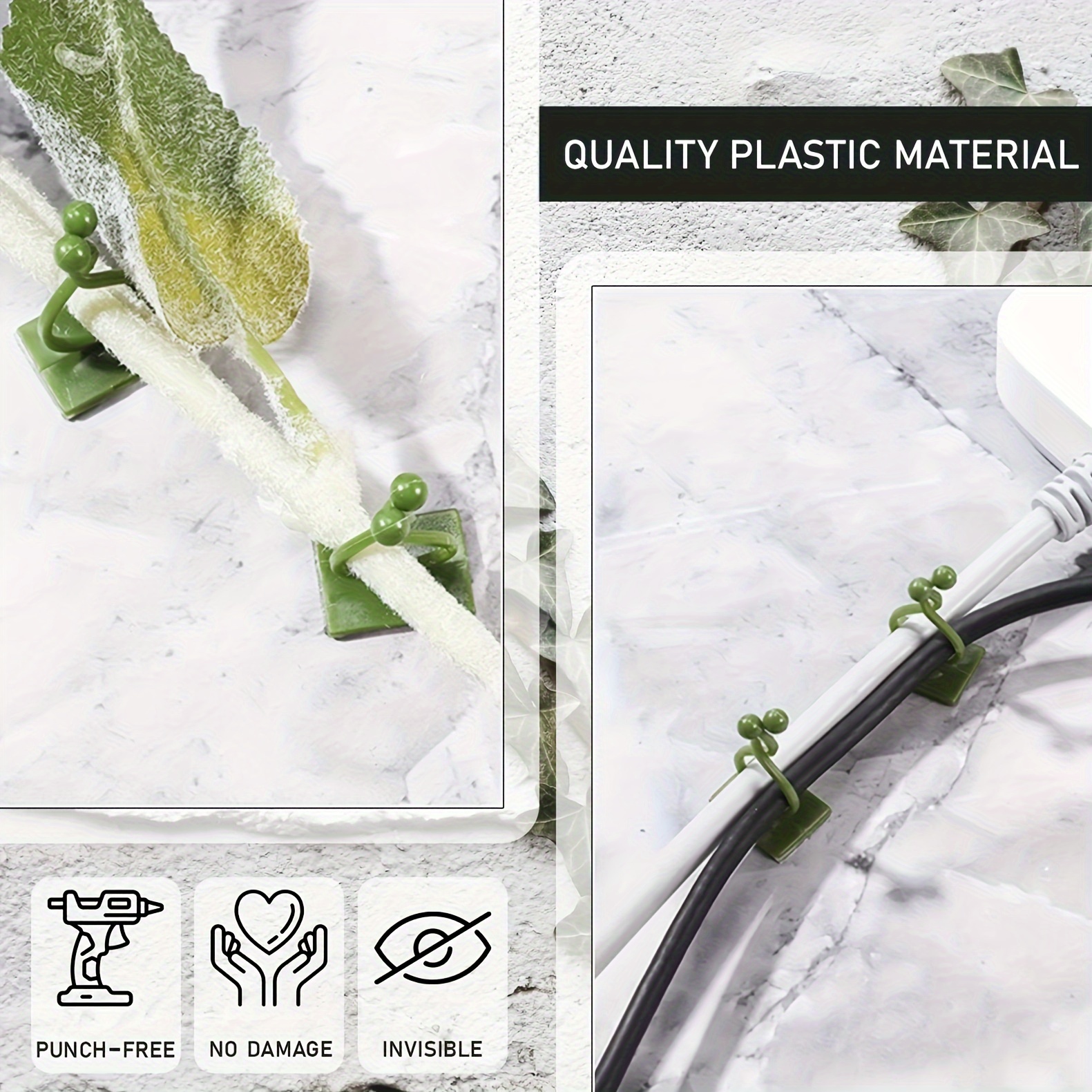 10/20/30pcs Plant Climbing Wall Fixture Clips, Self-Adhesive Hook Vines Traction Invisible Holder Supporting Wire Fixing, For Garden Wall Clip, Vines Fixing Clips Self-Adhesive Hook Plant Vine Traction For Indoor Outdoor Decoration