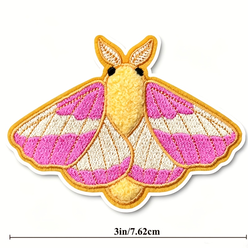 TEMU 1pc Macaron-colored Rose Maple Leaf Moth Embroidery Hot Glue Patch Sticker, Symbolizing ", Gentleness, , " Beautiful Fabric Patch
