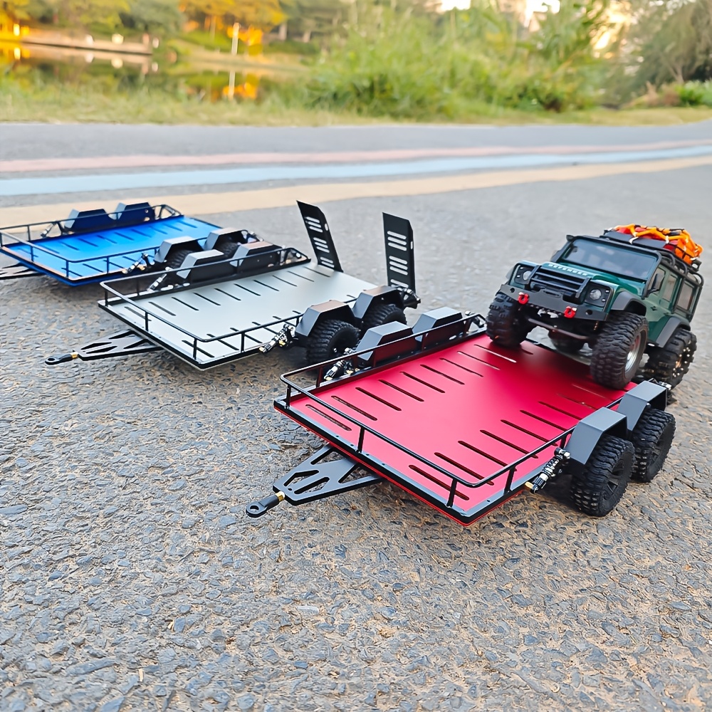 AIYIHOBBY RC Trailer with Hook Hitch for TRX4M TRX4-M 1/18 Scale RC Crawler Car - Durable Metal Frame, Adjustable Tandem Axles & Easy-Install Upgrade Parts Accessories, Remote Control Car, Vehicle Modification, Functional Design, Robust Construction