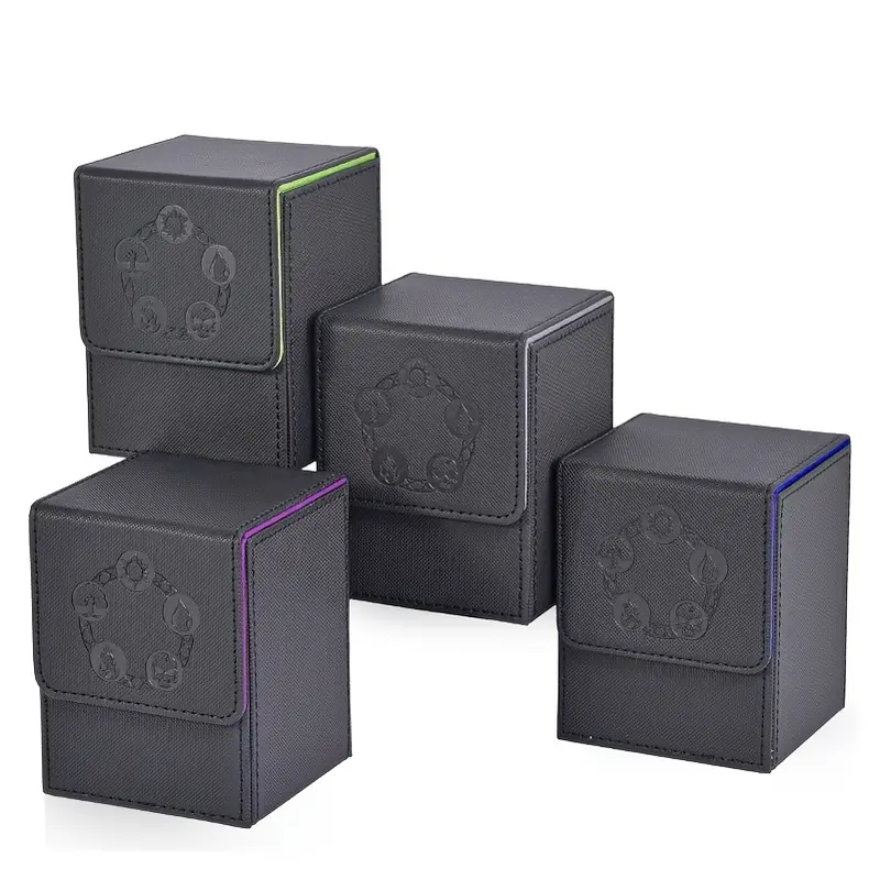 4 Pack Card Deck Box for MTG Card | Copyrighted Design, Fits 100+ Single Sleeved Cards, Magnetic Closure Faux Leather Card Box for TCG Cards 4 Pack Card Deck Box for MTG Card | Copyrighted Design, Fits 100+ Single Sleeved Cards, Magnetic Closure Faux Leather Card Box for TCG Cards