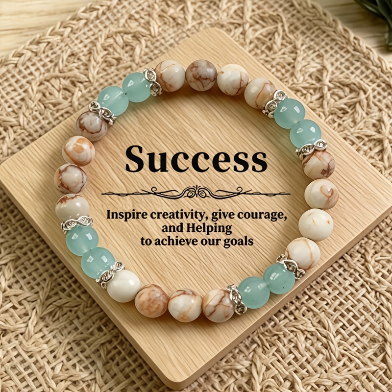 TEMU 1pc Natural Network Stone Success Bracelet, Stimulating Creativity, Giving , And Helping Our Goals, Suitable For Daily Wear, Perfect Accessory