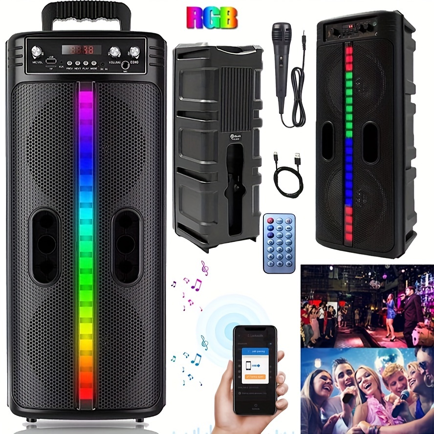 

Speaker Stereo System With Remote Control And Microphone, Speaker Subwoofer, Subwoofer, Indoor And Outdoor Karaoke To