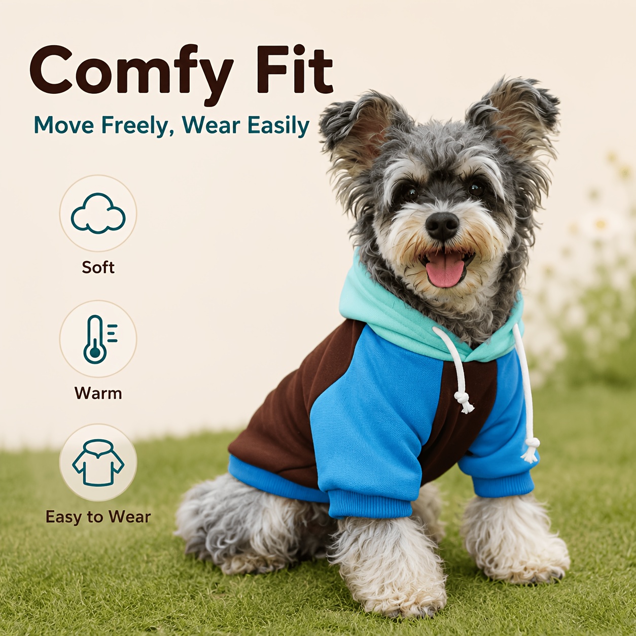 comfortable elastic band hooded casual pet top windproof and cold resistant apparel for small medium and large dogs suitable for home and dog walking   breathable and machine washable puppy clothes with     Product details 0