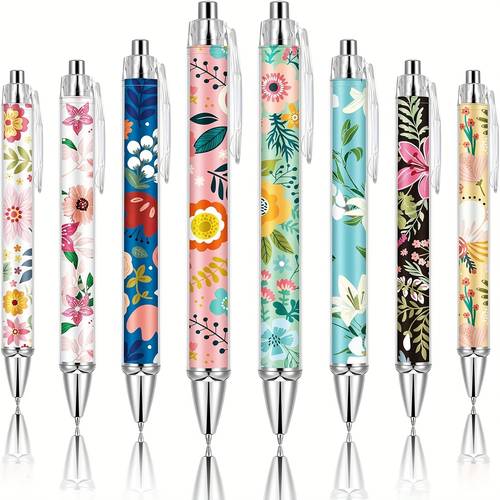 8pcs ballpoint pens for women 1 00mm cute black ink fancy pens fine point smooth writing for journaling aesthetic office supplies flower
