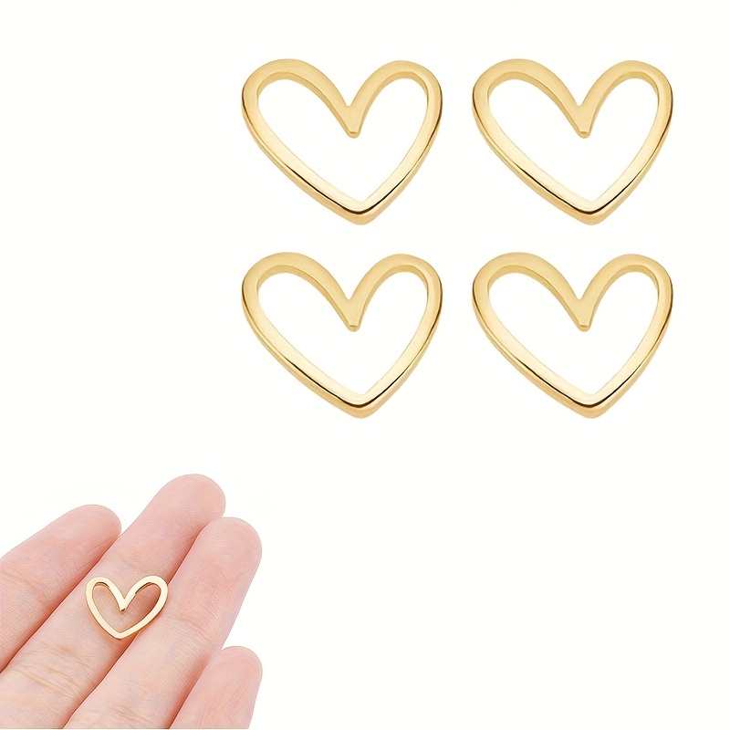 Image of 4pcs Of 18k Gold-plated Heart-shaped Connectors - Open Base (for Bracelets/necklaces, Wedding/mother's Day Gifts)