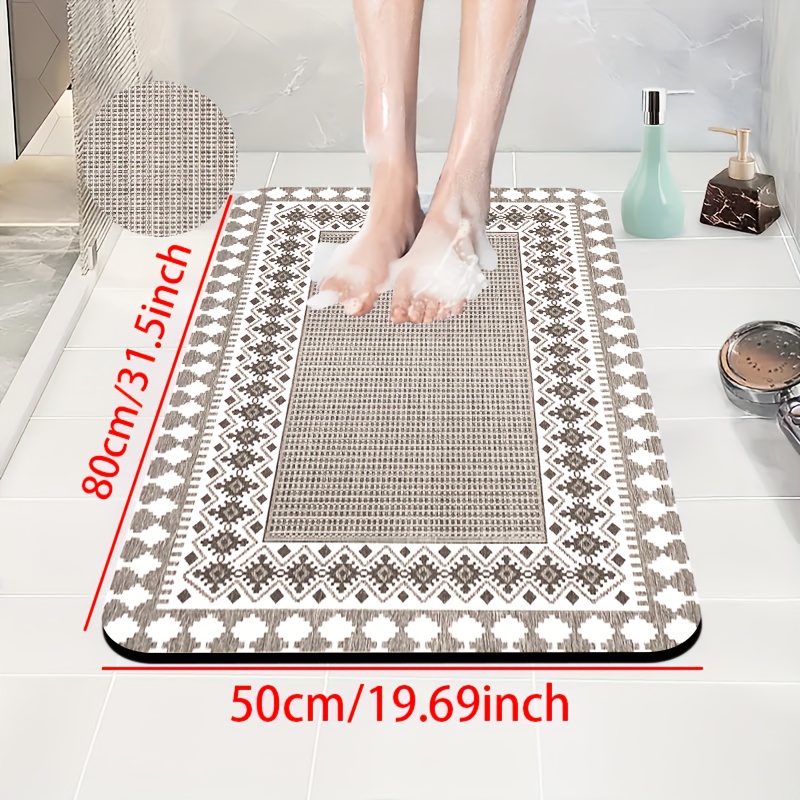 TEMU 1pc Alfombra Antideslizante de Baño con de , Diseño de Alfombra con Estampado de Geométrico Fácil, Secado Rápido, Alfombra de Piso Absorbente