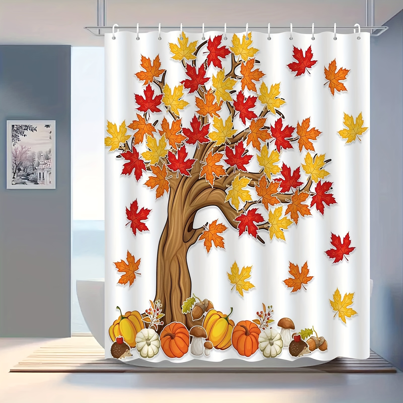 

: And Maple Leaf Shower Curtain - Waterproof, Machine Washable, And Seasonal Decor For Your Bathroom