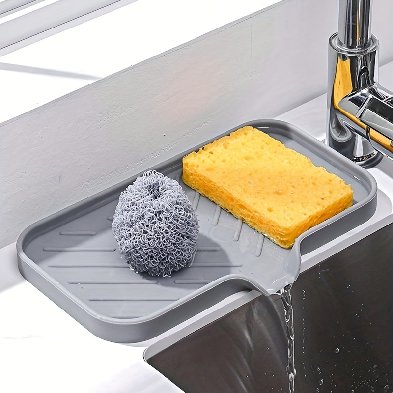 

1pc Silicone Sink Caddy, Kitchen Faucet Guard With Drain, Soap Dispenser, Sponge Holder, Countertop & Bathroom Accessory