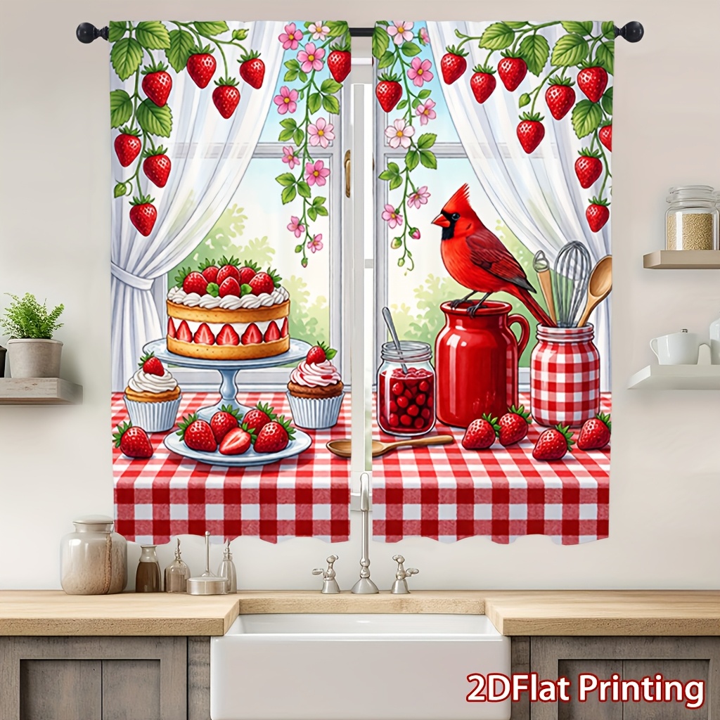 TEMU [Produit] 2pcs Rideaux à Imprimé Floral , et Légers, Protection Privée, Installation à Tringle à Poche Adaptés pour Salon, Cuisine, Chambre,