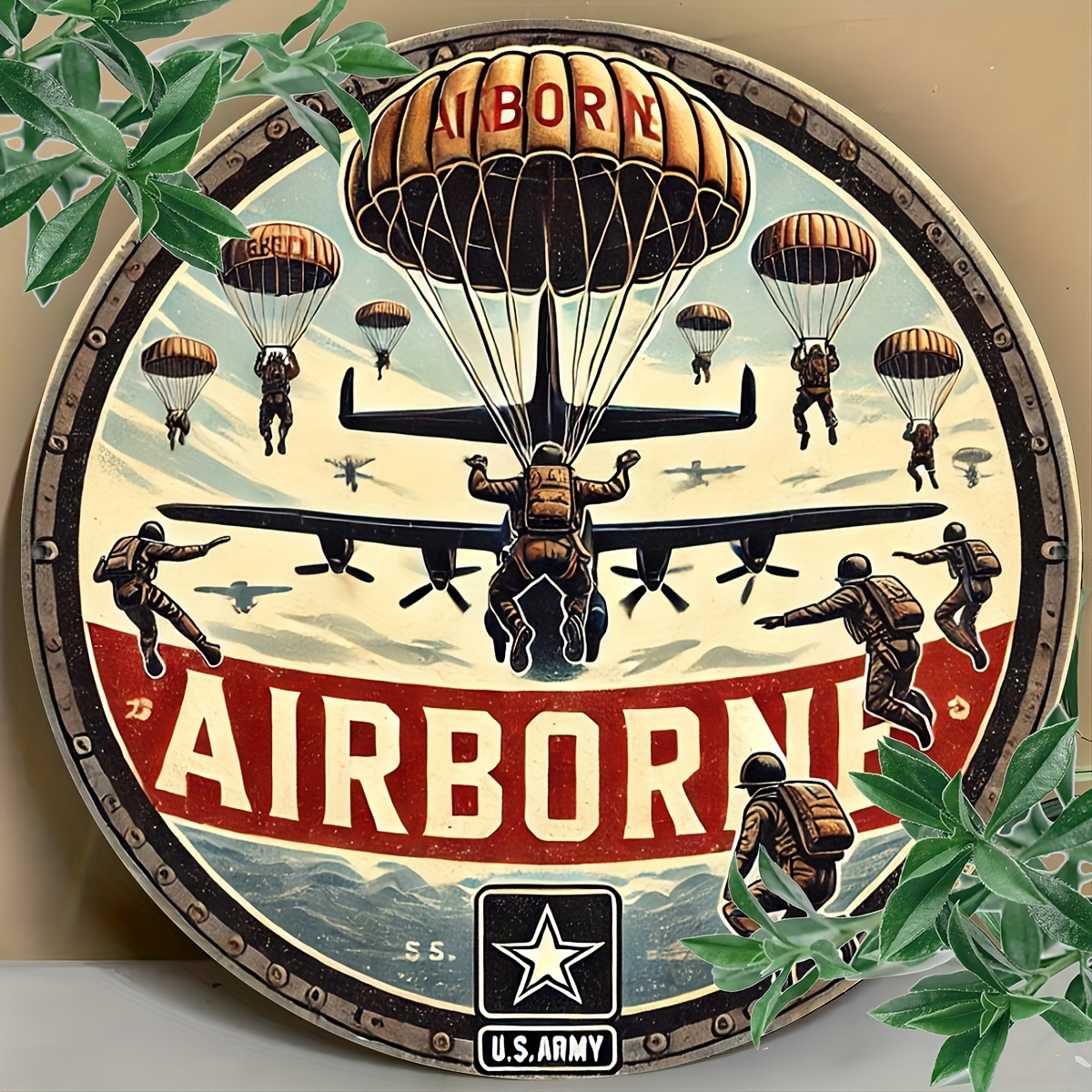 

1pc Airborne Retro Metal Aluminum Sign - 8 X 8 Inch Vintage Style Decor For Bedroom, Kitchen, Restaurant, Bar - , For Indoor & Outdoor Use, Home, Garden, Cafe, Gallery, Gym, Garage, Bathroom Murals