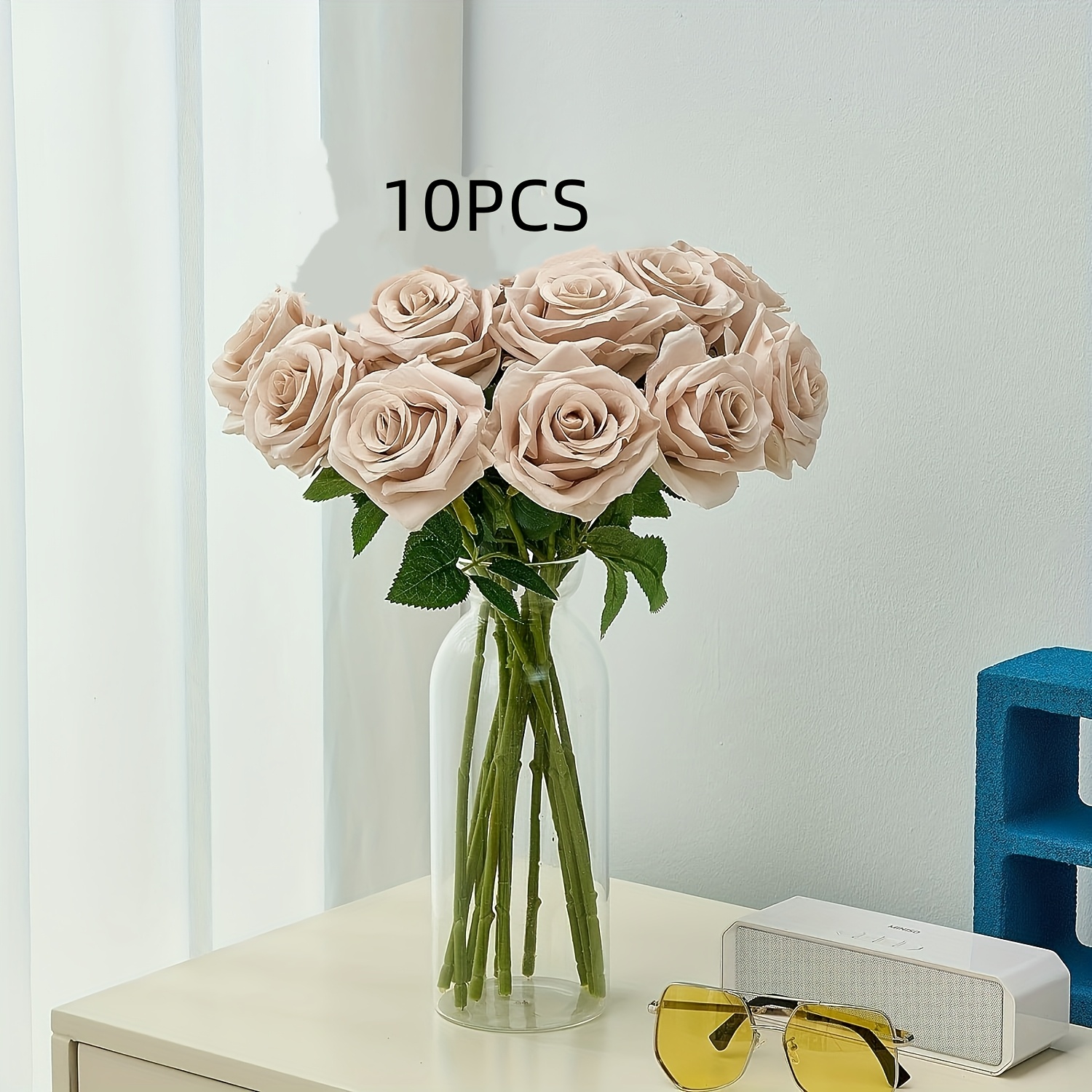 10pcs Nude Decor Roses With Long Stems - Perfect For Wedding Centerpieces, Party Decor &