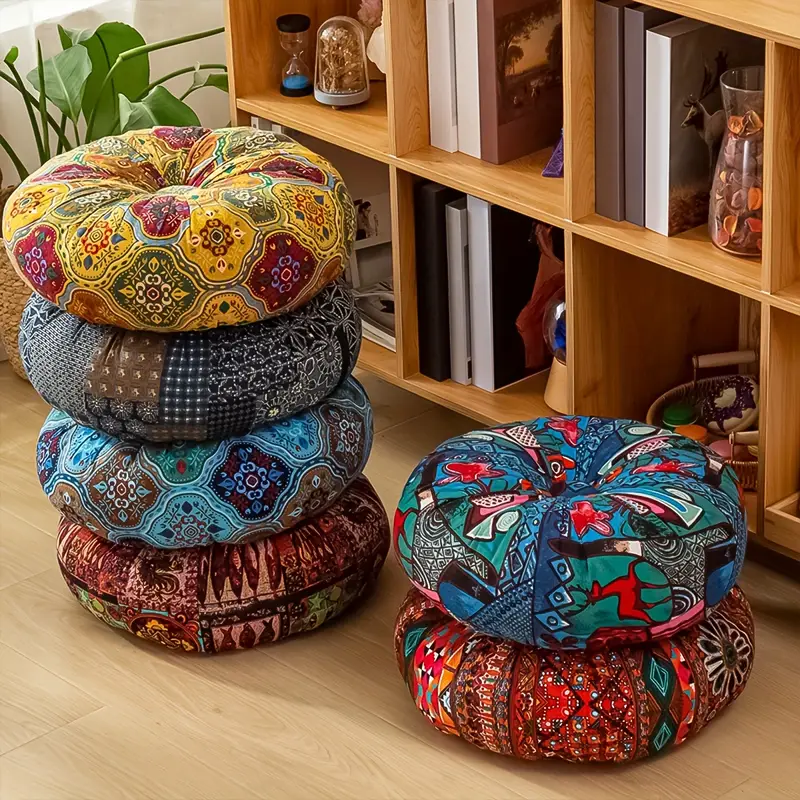 1 dicke runde Bodenmatte im Bohemian-Stil, rundes Sitzkissen im Vintage-*-Stil * für Yoga * * Verwendungszwecke – strapazierfähige Polyesterfaser, nur chemische Reinigung