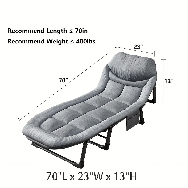 TEMU Cama plegable portátil con almohada para adultos, cama plegable resistente con estructura , adecuada para camping, viajes, habitaciones y