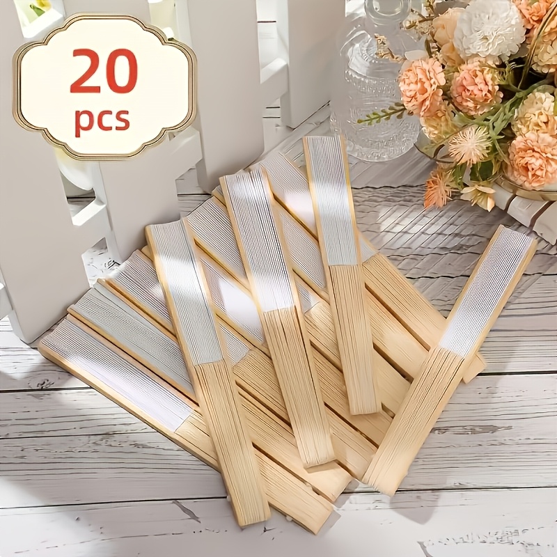 TEMU 20 Customizable Traditional Bamboo Folding Fans - Diy Portable Foldable Paper Fans For Wedding Favors, Party Decorations, And Holiday Gifts For