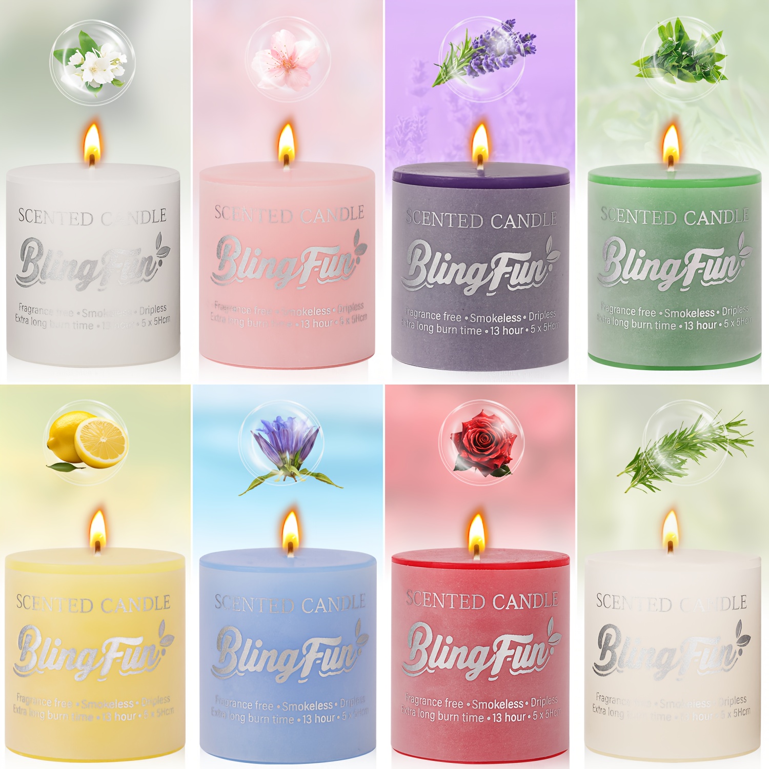 BlingFun 4-delige Bloemengeur Kaarsen Cadeauset