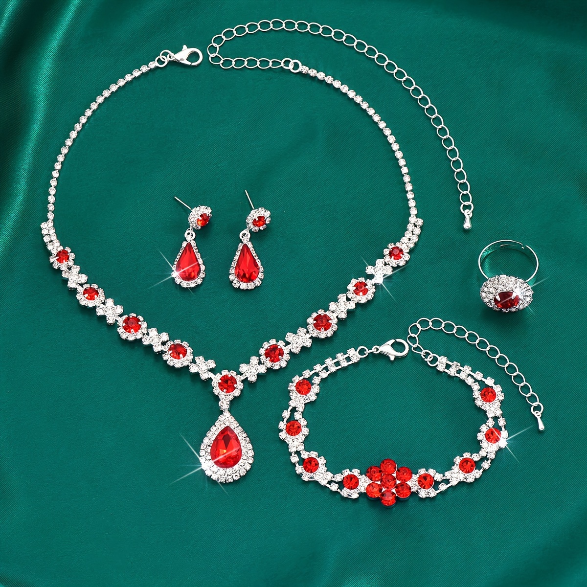 vintage   piece synthetic gemstone jewelry set sexy tear   may birthstone silver plated with rhinestones copper material   vacation   ideal valentines day gift details 8