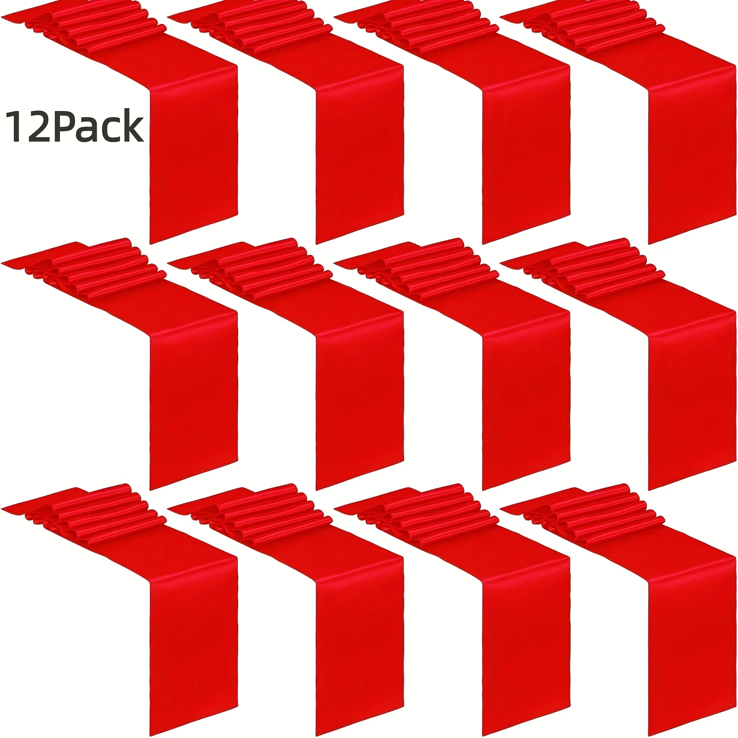 TEMU Of 12 Red Satin Table Runners, Each Measuring 12 By 108 Inches, Perfect For Christmas, Birthday Celebrations, Banquets, Graduations, And Engagements