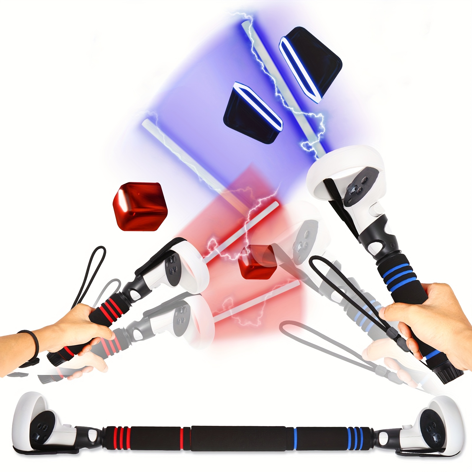 TEMU Vr Game Handle Attachments For 2 Controller Accessories, Vr Gorilla Tag Long Grips For Quest 2 Golf Club Baseball, Enhance Vr Game Experience