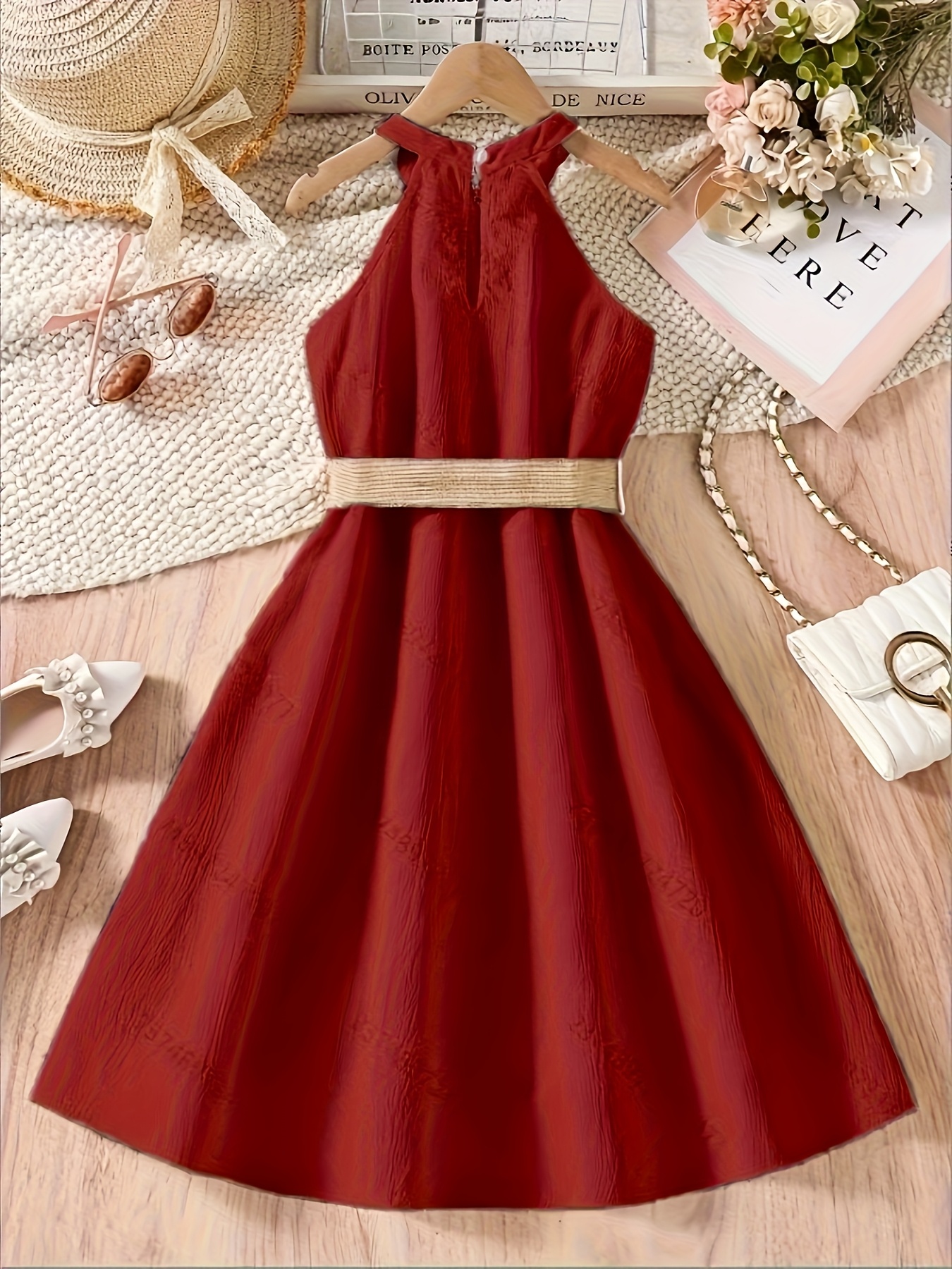 open lace back dress DRESS+ Tight silhouette mid-calf length one-piece dress Party dress We main image 1