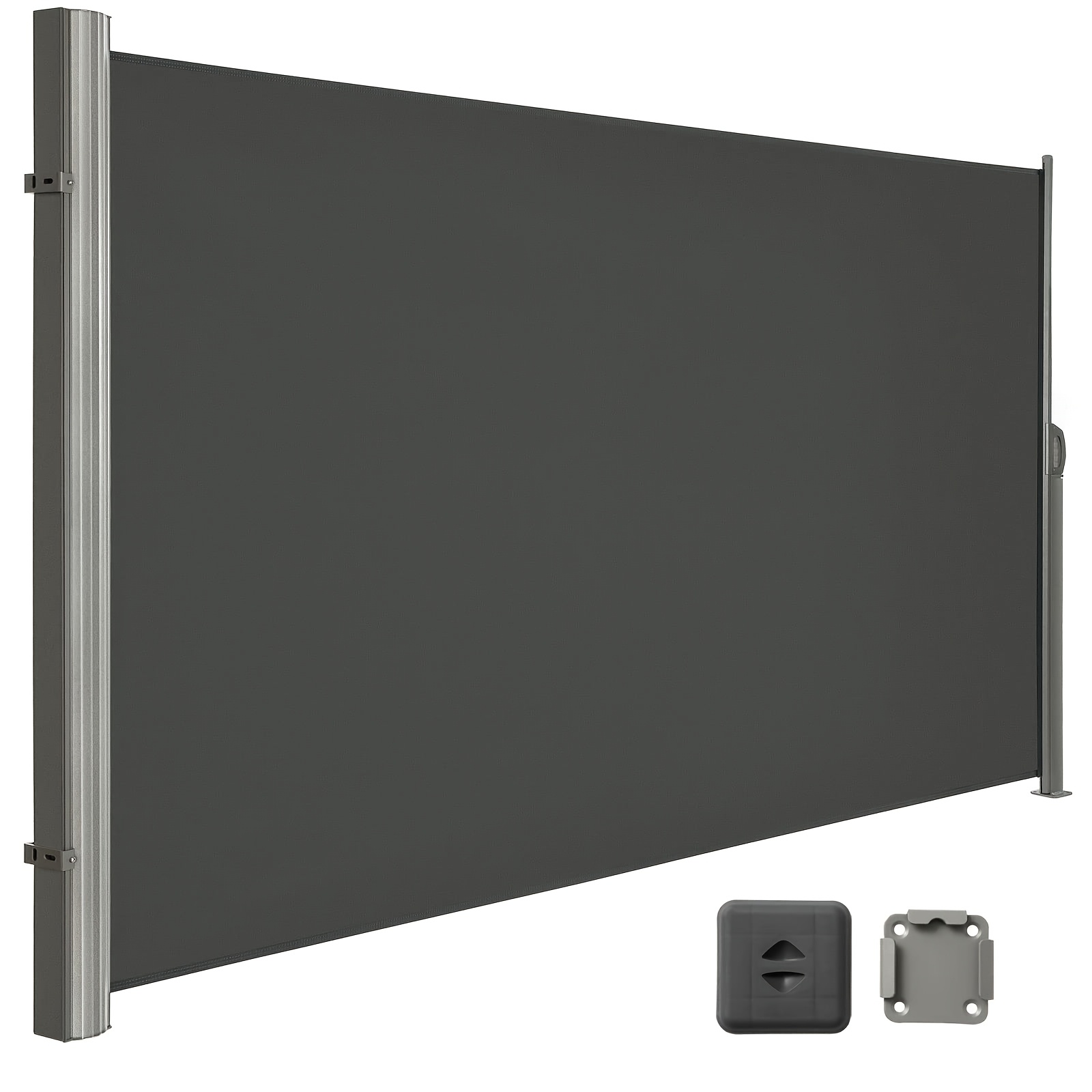 écran dintimité rétractable, auvent latéral de terrasse 180 x 500 cm, cadre en aluminium, convient pour balcons,   et  , noir,   foncé