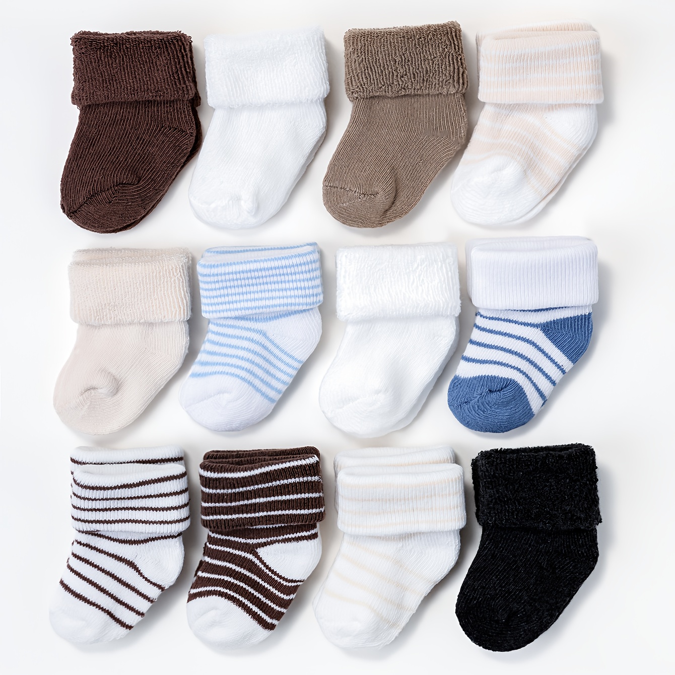 Image of 12 Pairs Baby Toddler Autumn Winter Warm Thick Boys Girls Terry Socks Newborn Baby Short Socks