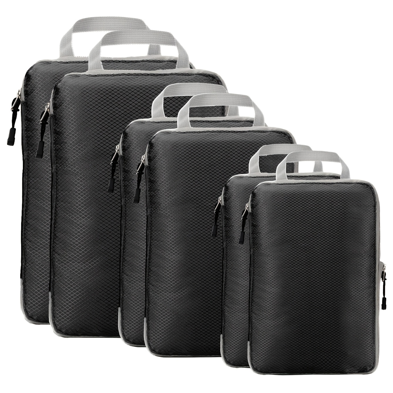 E-shop 6 Stück Kompressions-Aufbewahrungsbeutel mit Reißverschluss & Tragegriffen - Strapazierfähige Polyester-Reiseorganizer für Kleidung,