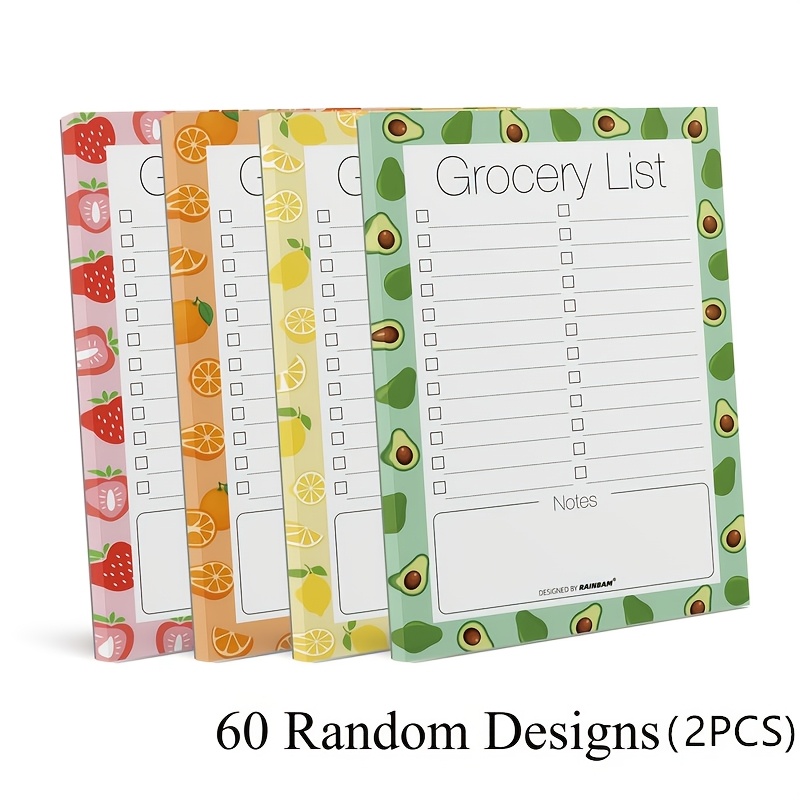 TEMU Random 60 Sheets (2pcs) Fruit Magnetic Fridge Notebooks - Shopping Lists, To-do Items, Reminders, Grocery Lists - Fully Upgraded Backboard Full