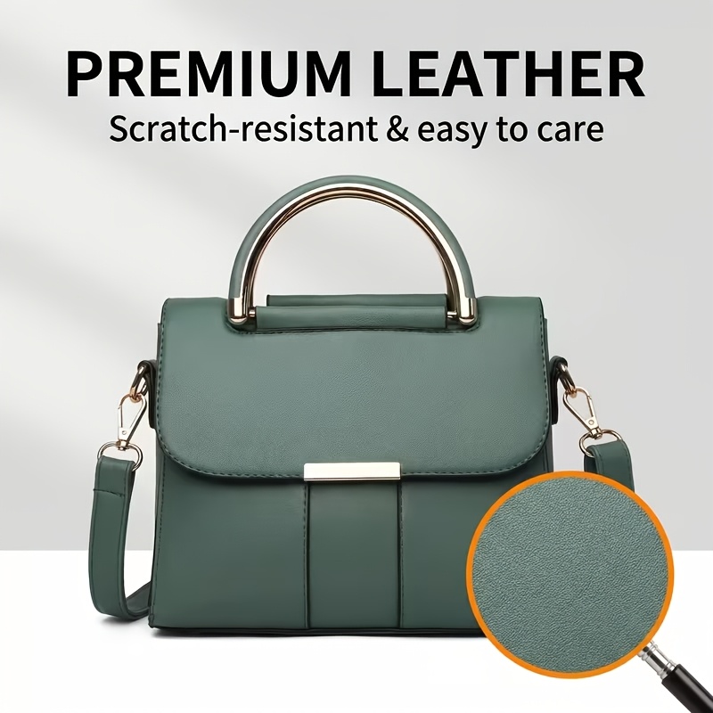 TEMU New Women's Shoulder Handbag With Metal Semi-circular Handle. Cover And Lock Clasp, Exquisite And Versatile. Fits Small Essentials For Commuting