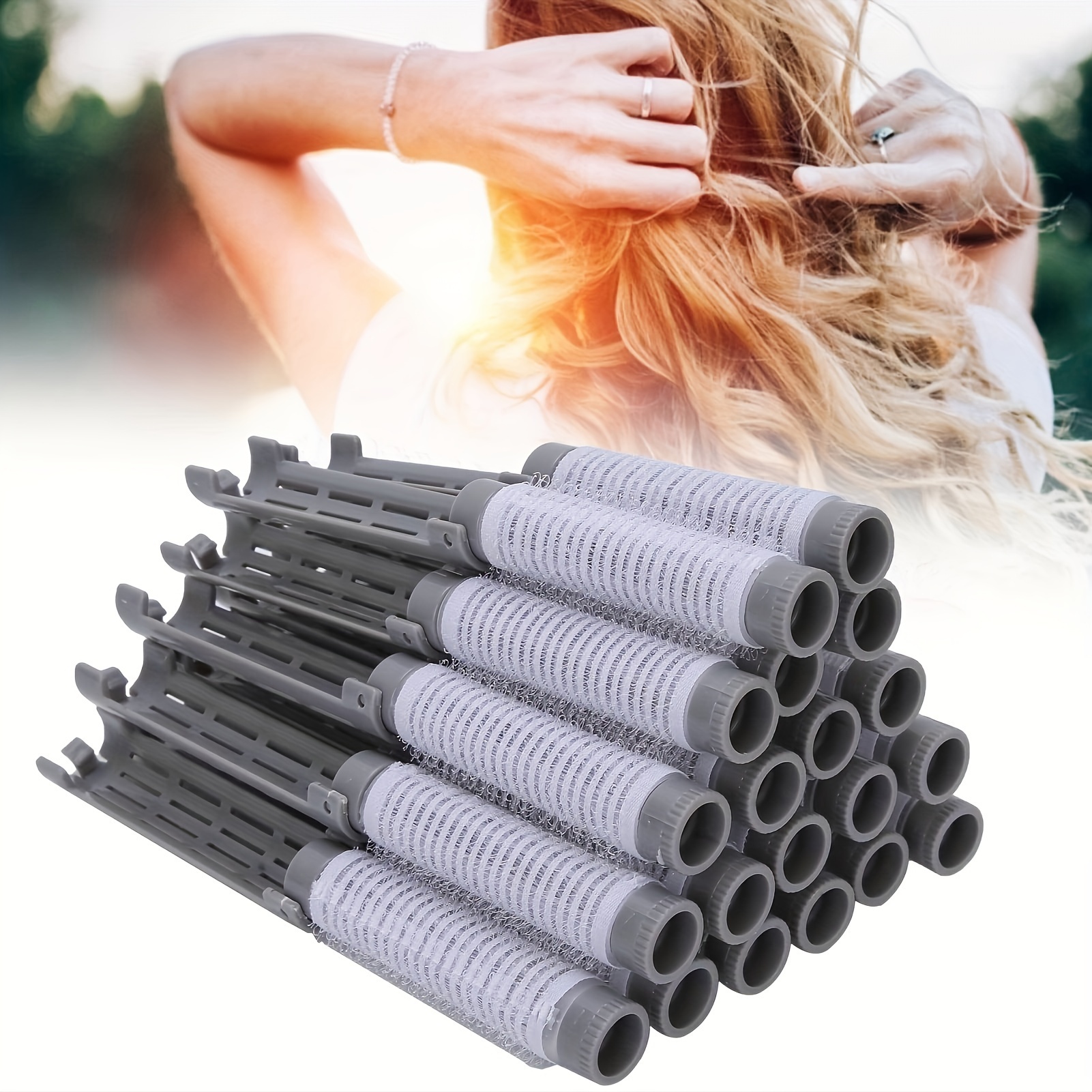 

20pcs Hair Styling Set: Volumizing Perm Rods & Curling Tools - Gray, Ideal For All Hair Types, Hair Accessories