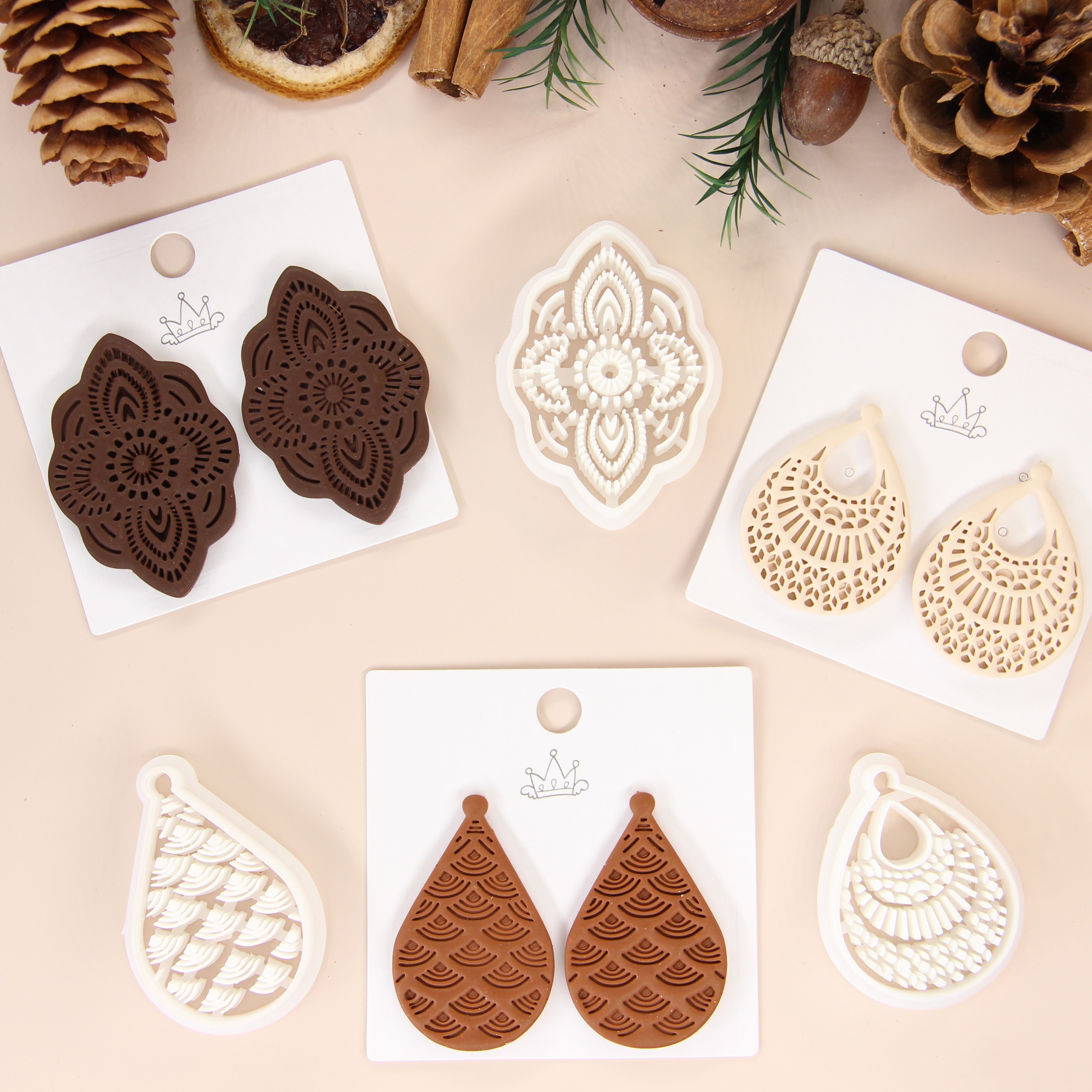 

1pc/3pcs Christmas Earring Set, Fan Plastic Earring Molds For Making, Craft Supplies