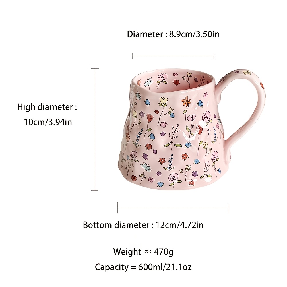 1pc   painted   floral ceramic cup reusable insulated for coffee tea and water ideal for couples and home use 2