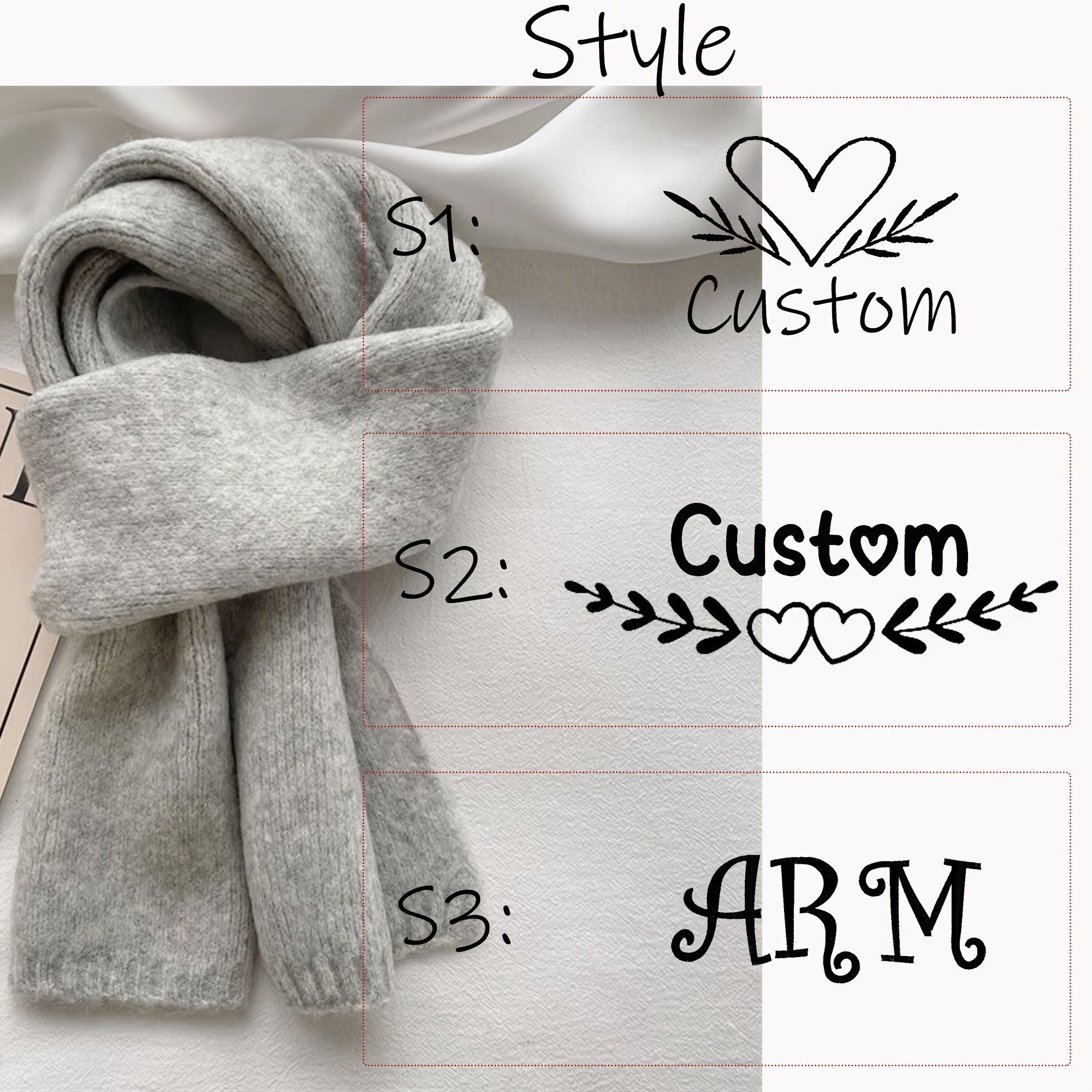 TEMU Écharpes Personnalisées, Écharpe de Luxe Personnalisée, Écharpe Monogrammée, Écharpe d'Hiver Personnalisée, Écharpes pour Femmes