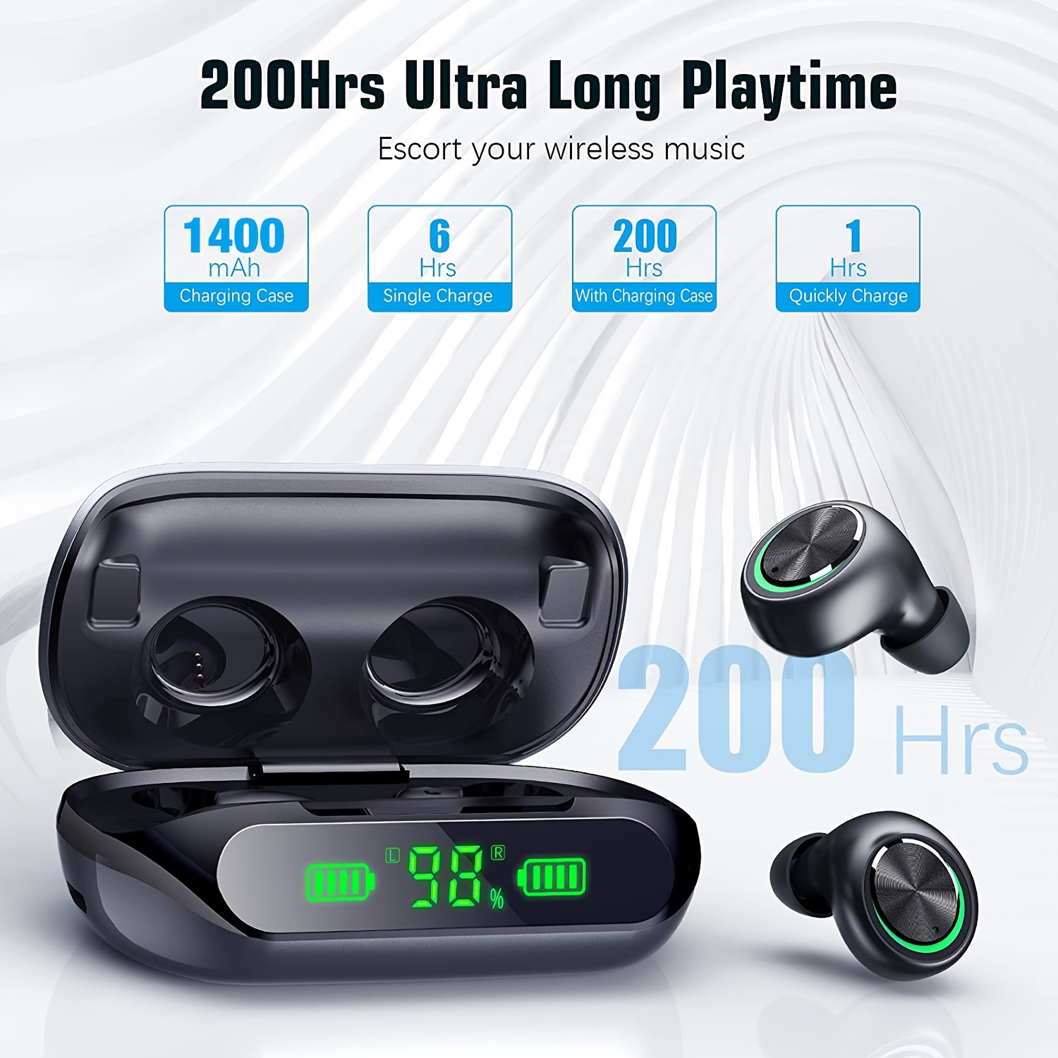 

Wireless Earbuds V5.3 Headphones, With Charging Case 200 Hrs Ipx7 Waterproof In -weight Earphones For Phones And Laptops