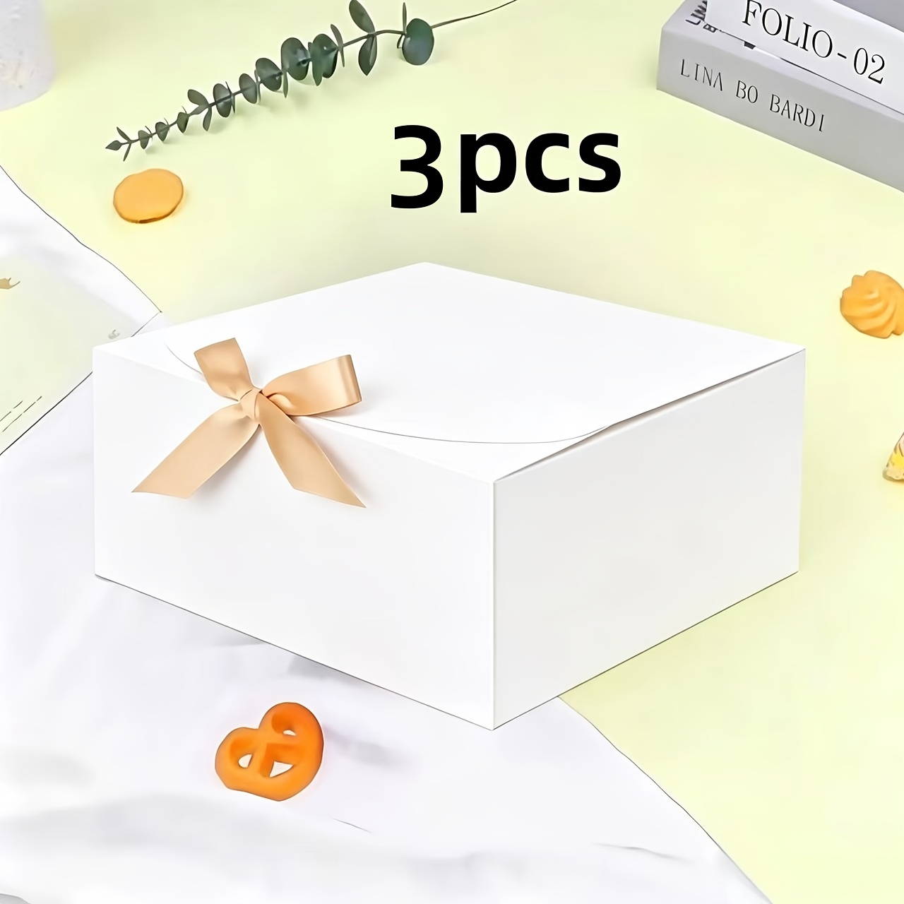 TEMU Scatole regalo decorative da 3/12 pezzi con nastro in raso, scatole vuote multicolore nere bianche rosa dorate argentate per cosmetici accessori