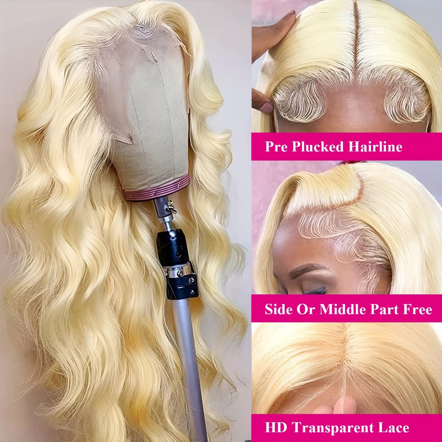 613 13x4 Lace Front Wig With 200 Density, Blonde Body Wave Style, Hd Lace Frontal Wigs For Women